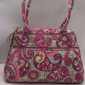 Vera Bradley Pink Gray Paisley Print Quilted Shoulder Bag